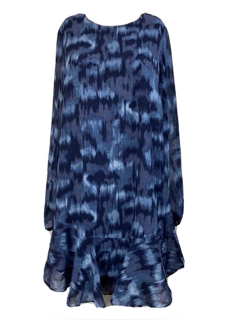 Bcbgmaxazria Pacific Blue Cloud Long Sleeve Drop Waist Dress